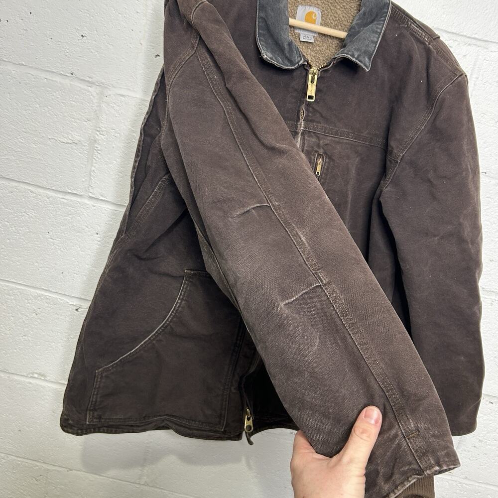 Vintage Carhartt Sherpa-Lined Ridge Jacket “Dark Brown” C61 - Picture 6 of 14